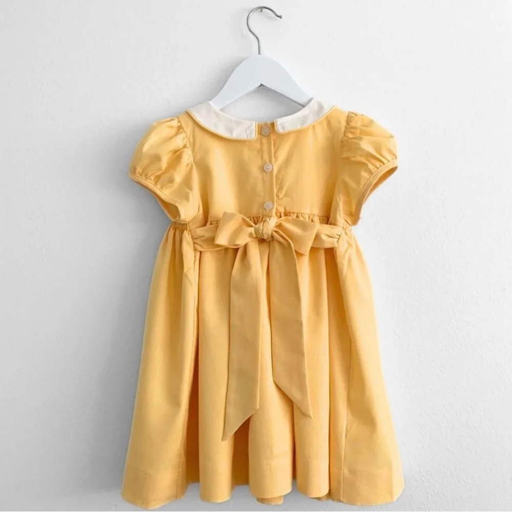 NWT Pretty Girls Embroidered Smocked Dress Boutique Princess Sunshine Yellow 6Y - Picture 2 of 3